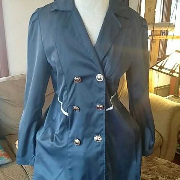 NWT Navy Satin Kids Pea Coat - Picture 3 of 8
